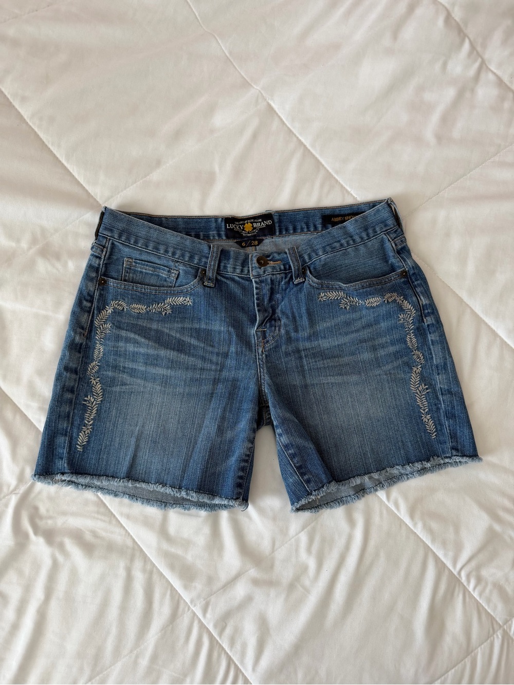 Lucky Brand Blue Embroidered Denim Shorts